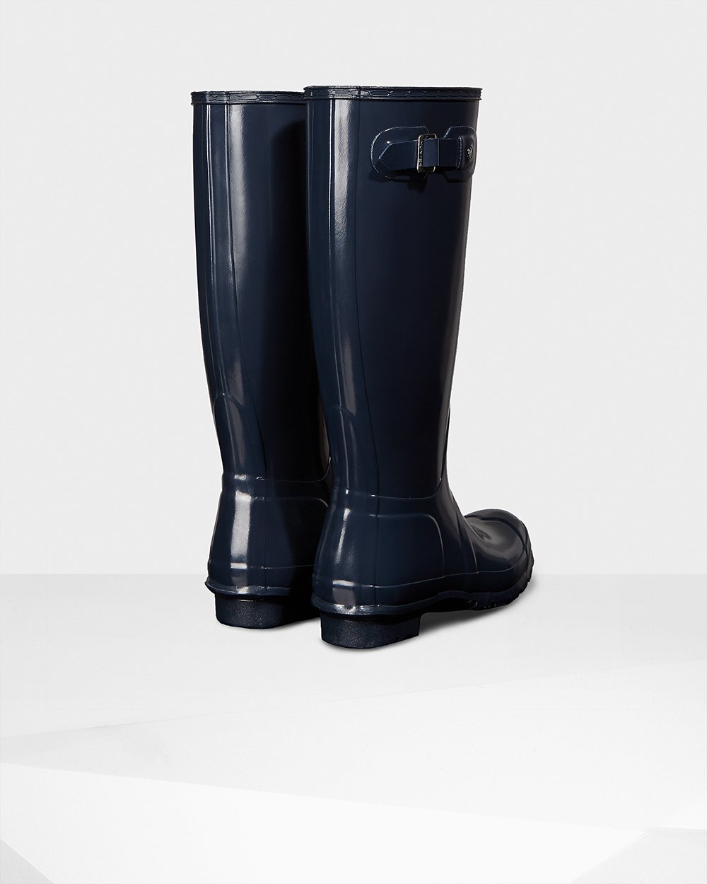 Hunter Original Gloss Tall Rain Boots - Store Womens Navy - TQSRDH792